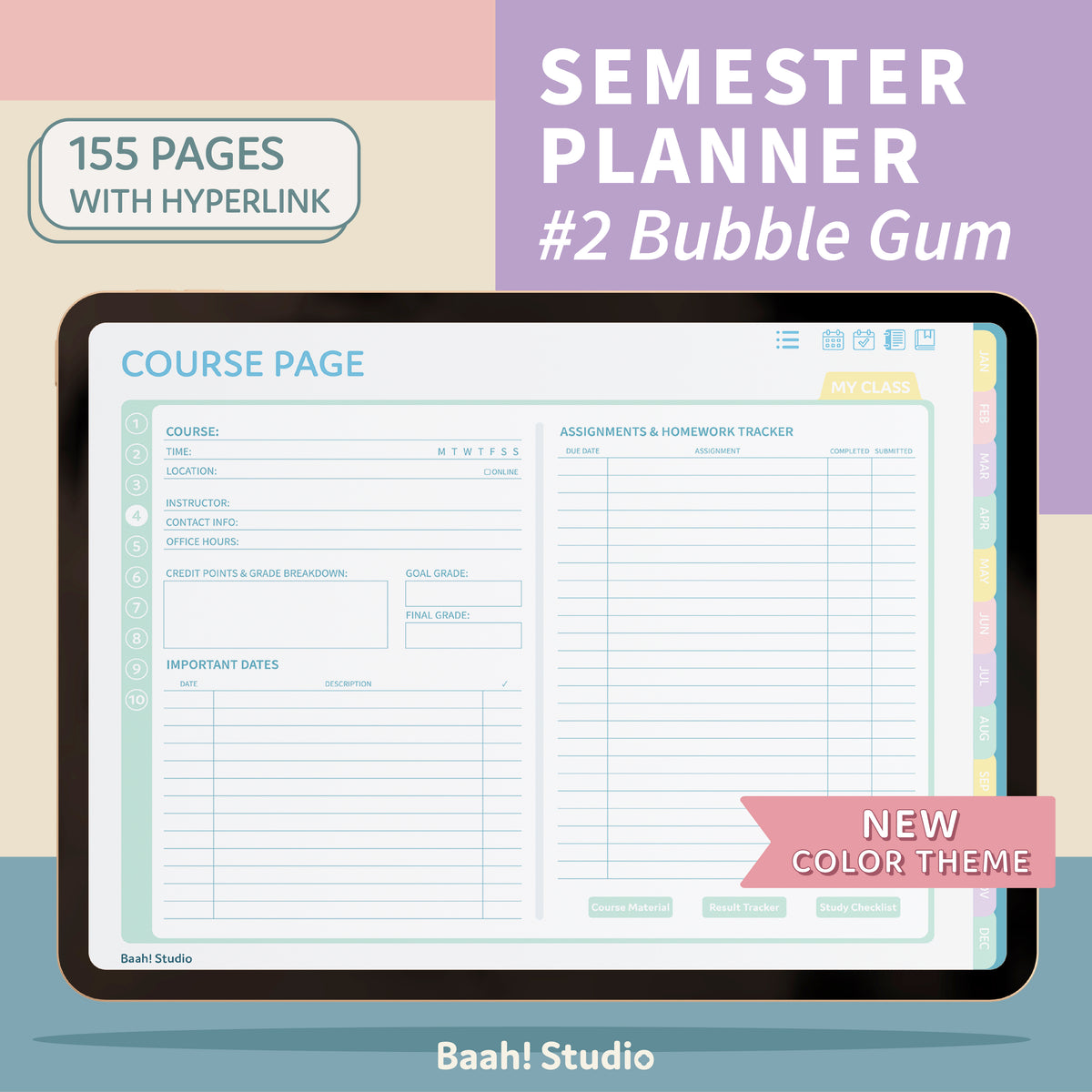 Semester Planner #2: Bubble Gum