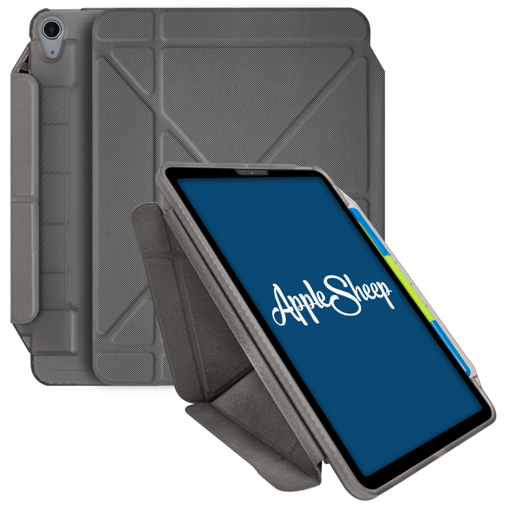 Case iPad Air5 Air4 สีเทา(Gray) มีรางปากกา ใส่ปลอกปากกา พับแนวตั้ง ใส่เคสปากกา