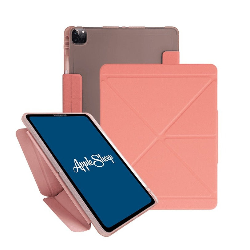 เคสไอแพด โปร11 2020 เจน2 สีชมพู พับจีบ แนวตั้ง