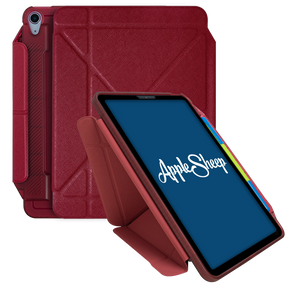 Case iPad Air5 Air4 สีแดง(Dark Red) มีรางปากกา ใส่ปลอกปากกา พับแนวตั้ง ใส่เคสปากกา มีรางปากกา