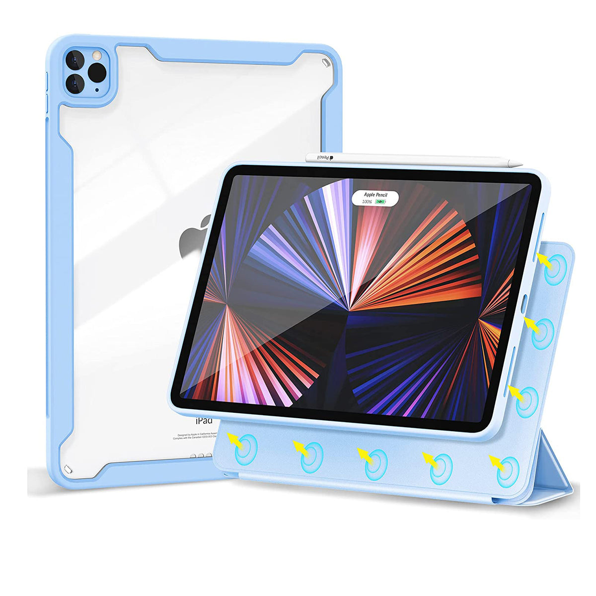 เคสไอแพด Case iPad Pro 12.9  แยกปกได้ หลังใสกล้อง สีฟ้า