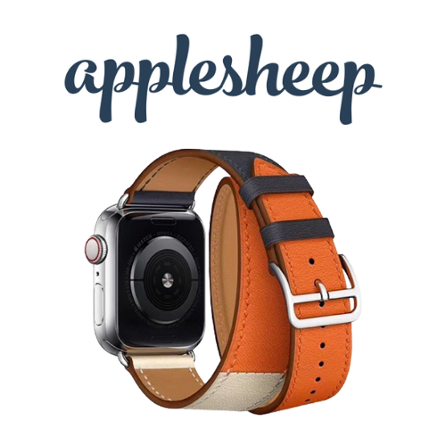 สายนาฬิกาหนัง สำหรับ AppleWatch สีขาวส้ม