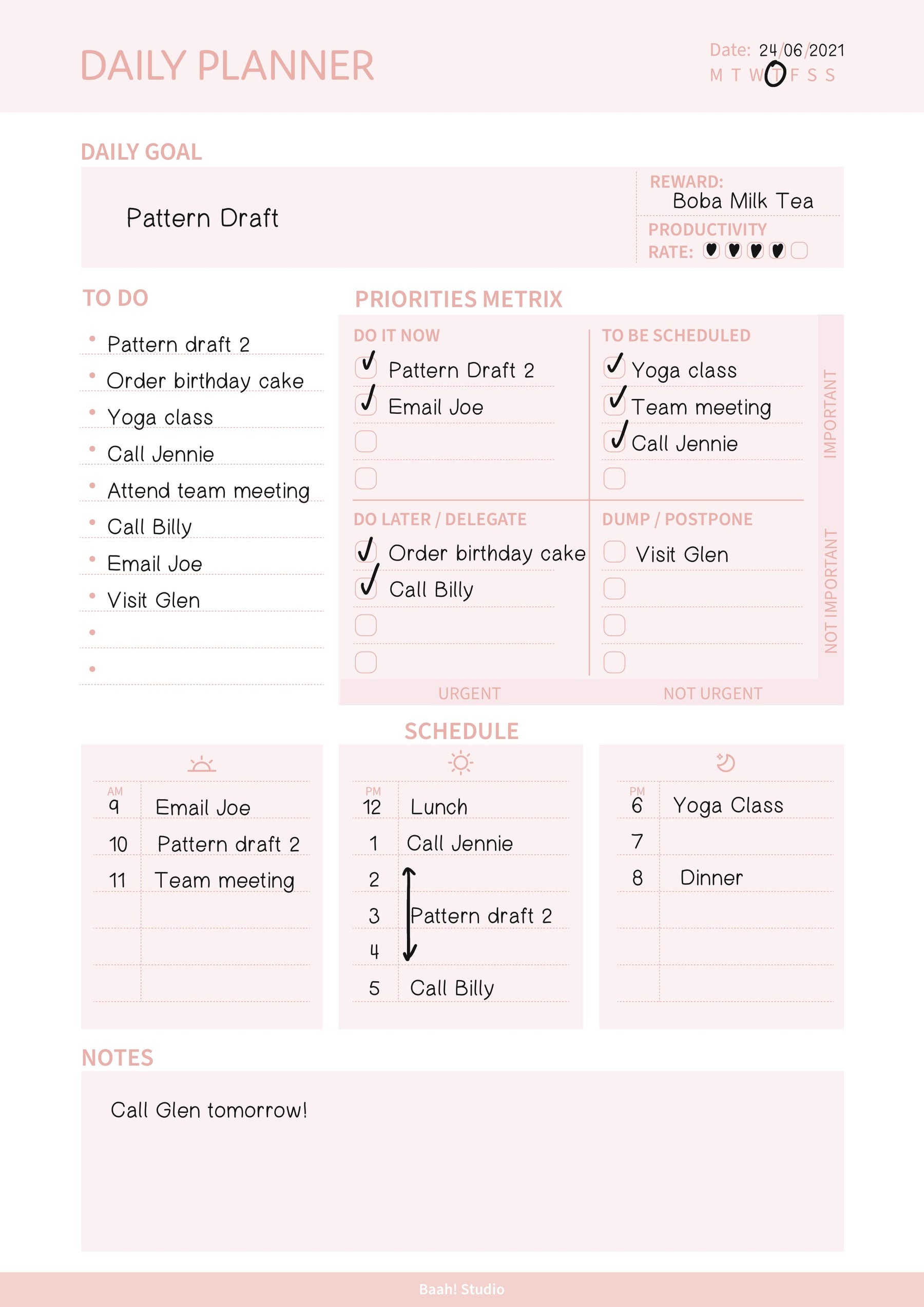 Daily Planner Type B