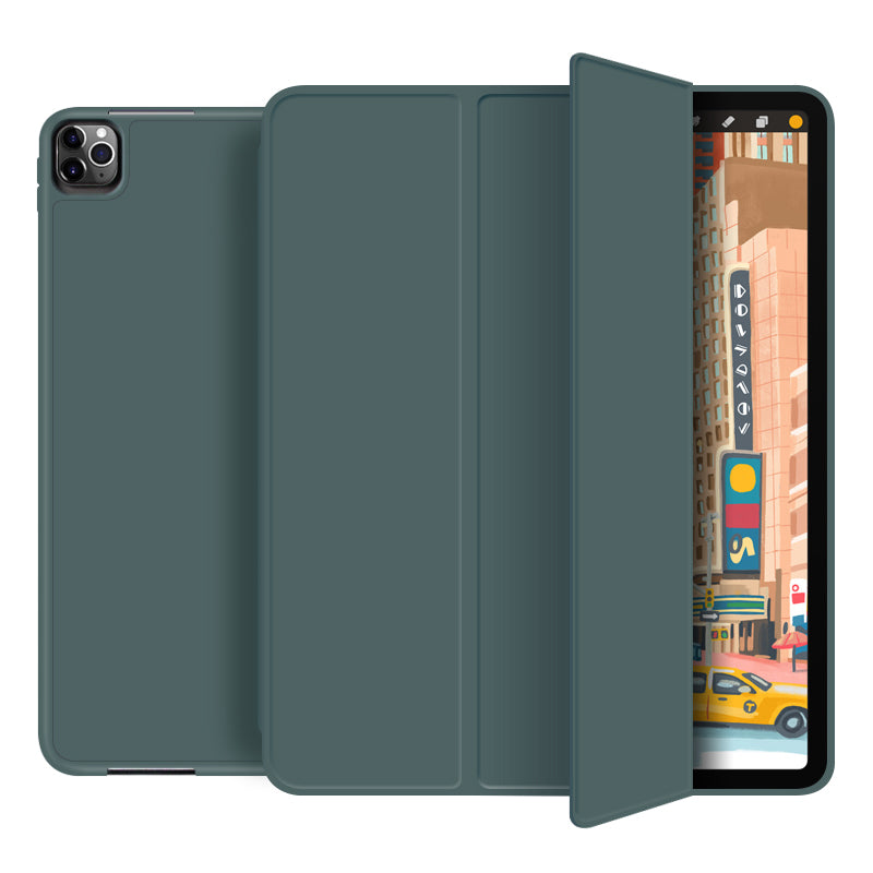 Case iPad Pro11 M1 2021 Gen3 ราคาถูก สีเขียวเข้ม(Dark Green) หน้าปก ด้านหลัง