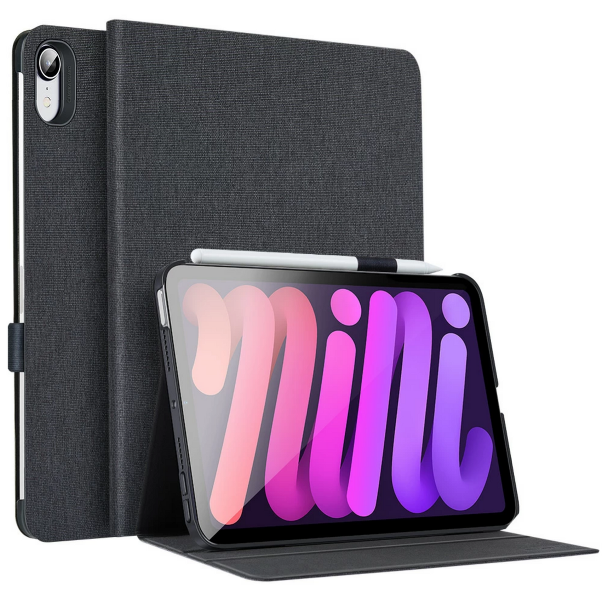 Case iPad Mini6 เคสไอแพดมินิ6 สีดำ วางตั้งได้แนวนอน มีที่เก็บปากกา