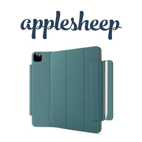 Case iPad 12.9 Gen5 2021 เคสแม่เหล็ก มีครีบล็อค สีเขียว