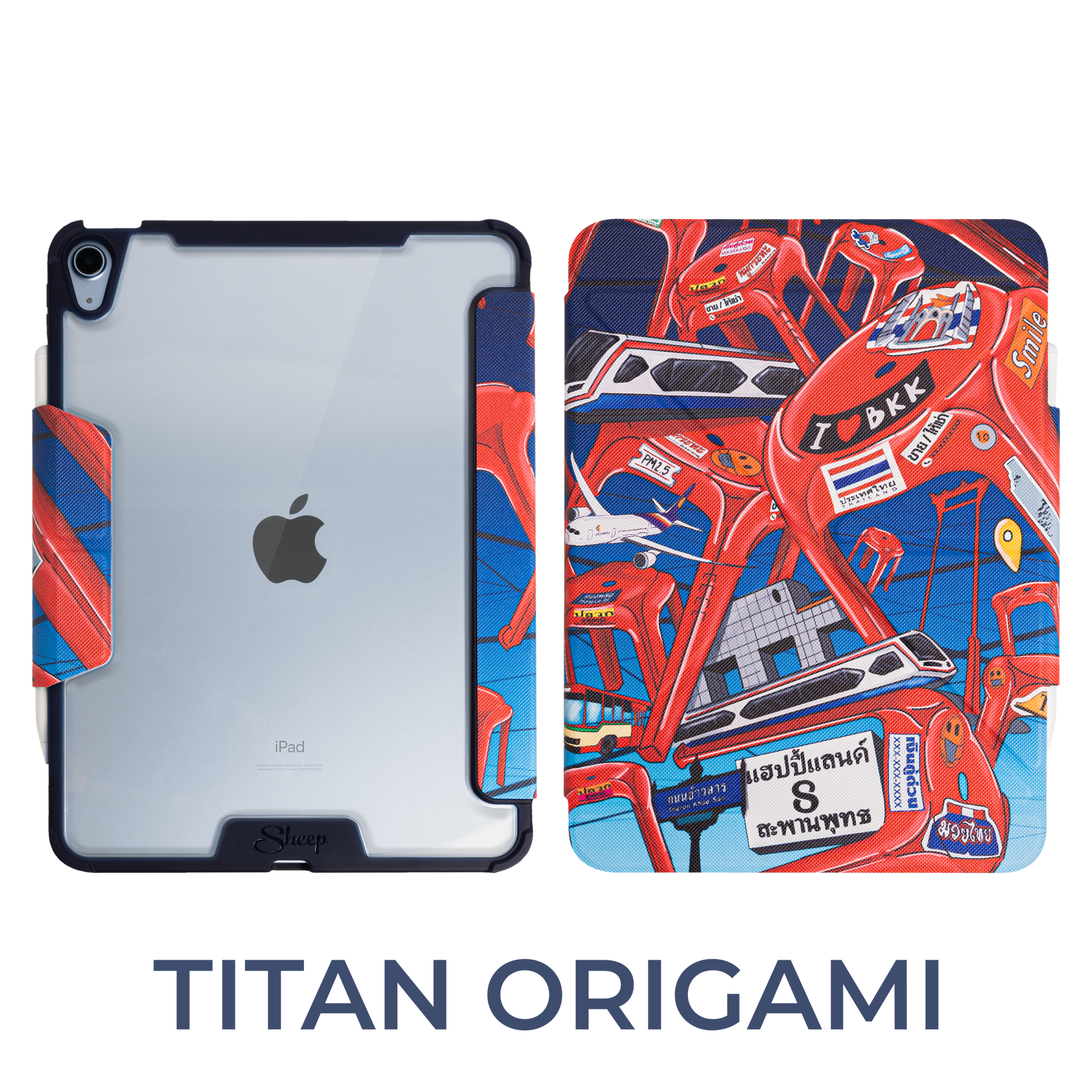 Titan Case iPad เคสไอแพด สีน้ำเงินลาย BKK iPad Air5 Air4 / iPad Pro11 Gen1 Gen2 Gen3