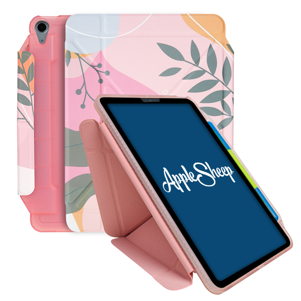 Case iPad Air5 Air4 สีชมพู มีรางปากกา ใส่ปลอกปากกา พับแนวตั้ง เก็บเคสปากกาได้