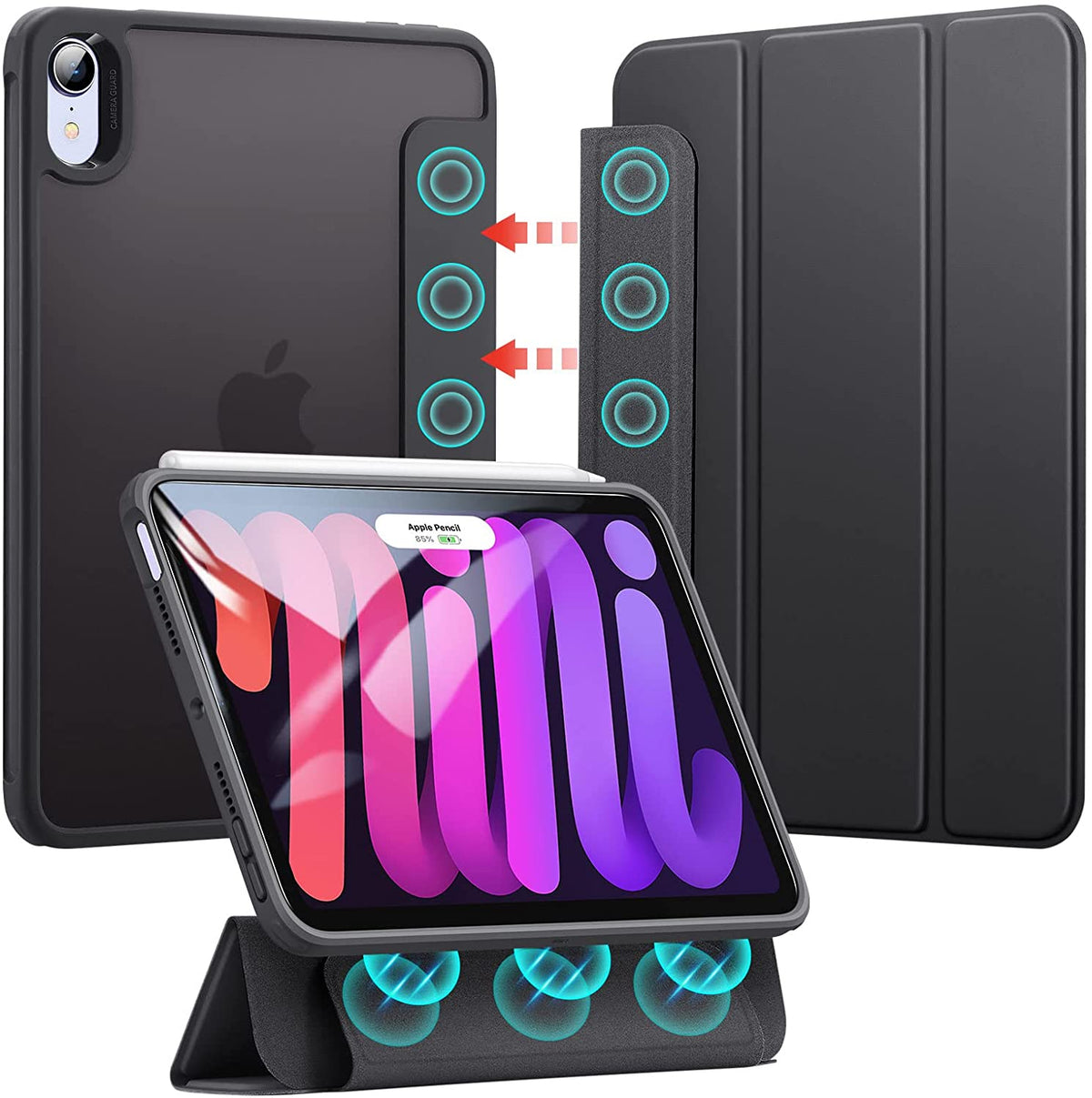 Case iPad Mini6 เคสแม่เหล็ก เคสไอแพดมินิ6 ถอดแยกปกได้ พับแนวนอน สีดำ