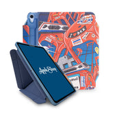Case iPad เคสไอแพด มีที่เก็บปากกา กันงอ สีน้ำเงิน มีลาย