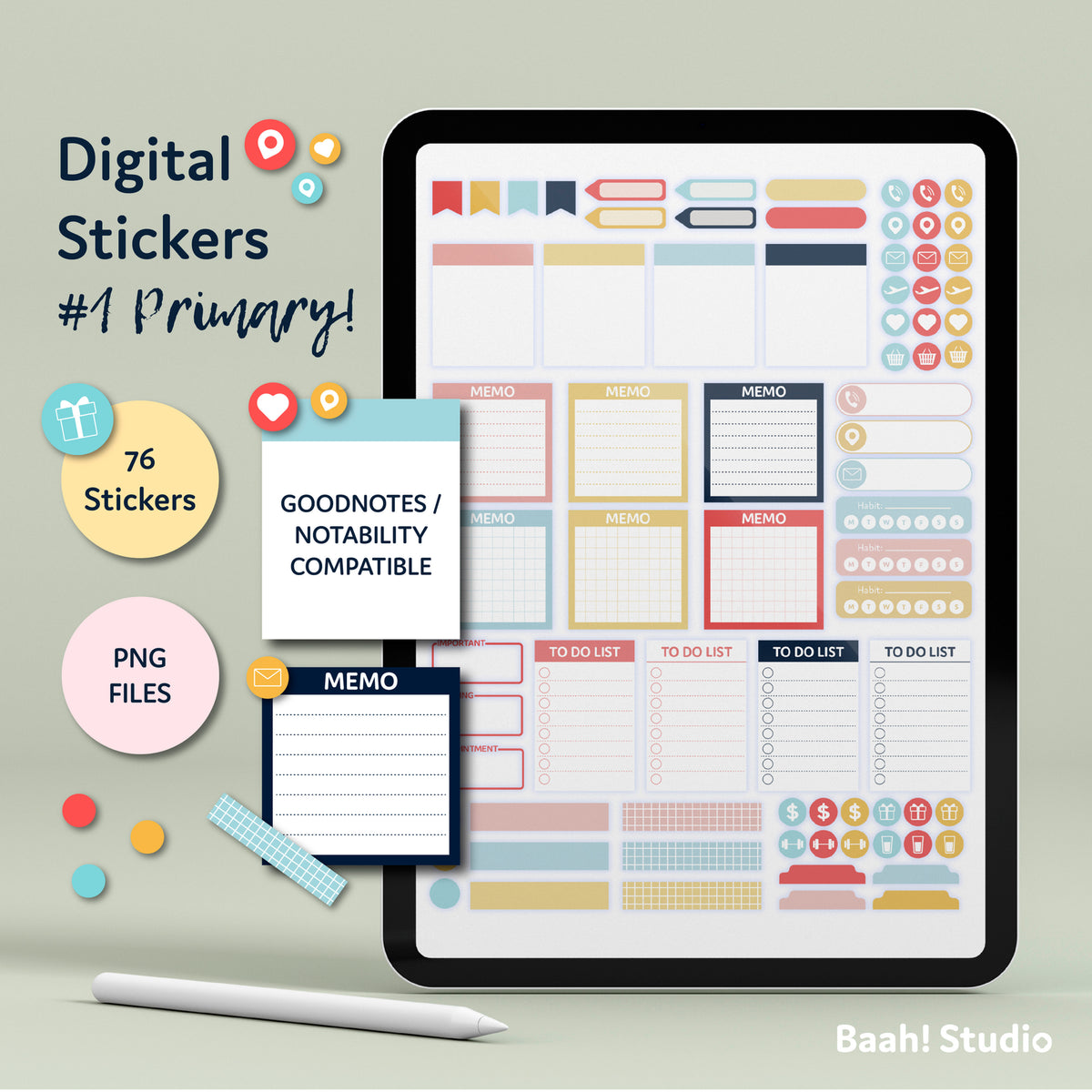 Digital Sticker #1: Primary Set